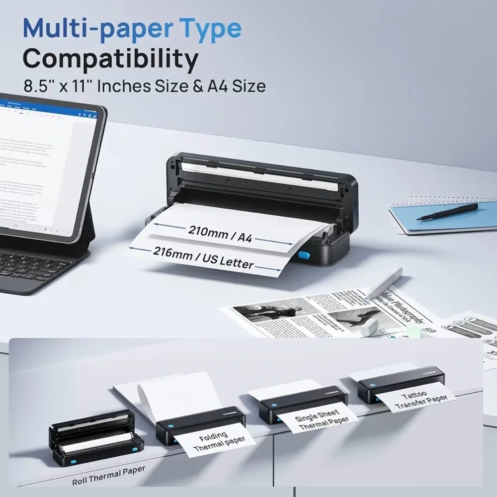 Portable wireless Bluetooth printer support thermal paper